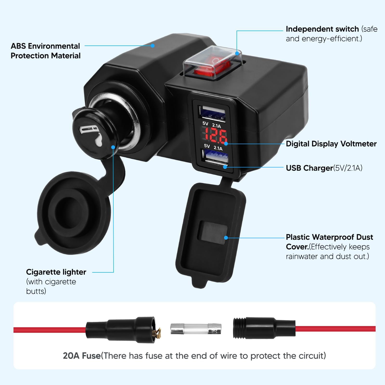 Amazon.com: BlueFire 5V/2.1A Dual USB Charger Socket Waterproof